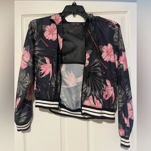 Floral Black and Pink Women's Jacket